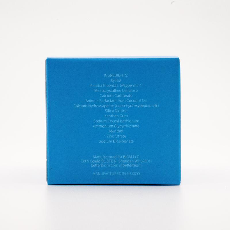 NOBS Toothpaste Tablets - Nano Hydroxyapatite, Fluoride Free, Plastic Free, Eco & Travel Friendly - Remineralize with NHADangerous Goods or Hazardous Materials: None
Aerosols: No
Flammable Liquid: No
Contains Batteries or Cells?: None
Container Type: Jar
Region of Origin: USA
Benefits: Whitening, Freshness, Cavity Protection, Enamel Protection, Remineralization, Plaque Removal, Sensitivity Relief
Shelf Life: 24 Months
Material Type Free: Artificial Color Free
Product Form: Tablet
Feature: Paraben Free
Contains Alcohol or Aerosol: Contains Neither
Pack Type: Single Item
Ingredients: SodiumBicarbonate, ZincCitrate, Menthol, AmmoniumGlycyrrhizinate, SodiumCocoylIsethionate, XanthanGum, SilicaDioxide, CalciumHydroxyapatite(nano-hydroxyapatite)5%), AnionicSurfactantfromCoconutOil, CalciumCarbonate,MicrocrystallineCellulose, MenthaPiperitaL(Peppermint), Xylitol
Manufacturer: biömML Clinic  for Wellness