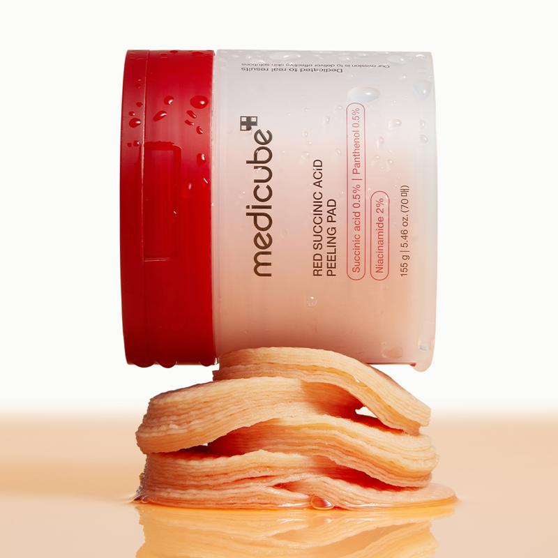 [Medicube Official] Red Succinic Acid Panthenol Pads|  Niacinamide + Salicylic Acid SkincareContains Batteries or Cells?: None 
 
 Dangerous Goods or Hazardous Materials: None 
 
 Aerosols: No 
 
 Flammable Liquid: No 
 
 Region of Origin: Korea 
 
 Benefits: Acne Care, Soothing, Dirt Removal, Hydration, Moisturizing 
 
 Shelf Life: 12 Months 
 
  Skin Type: Normal, Combination, Oily, Acne Prone, Sensitive, All Skin Types 
 
 Edition: Regular Edition 
 
 Net Weight: 181 
 
 Ingredients: Water, Butylene Glycol, Propanediol, Niacinamide, 1,2-Hexanediol, Alcohol, Panthenol, Succinic Acid, Glycerin, Polyglyceryl-10  Laurate, Polyglycerin-3, Thromethamine, Allantoin, Salicylic Acid, Vinyl Dimethicone, Ethylhexylglycerin, Coptis Japan root Extract, Xanthan Gum, Disodium EDTA, Cyanocobalamin, Hydrogenated lecithin, peppermint Piperita (Peppermint) Oil, Citrus Aurantium Bergamia (Bergamot) fruit Oil, Rosemary Officinalis (Rosemary) leaf Oil, Protease, Juniperus Virginiana Oil, Lavender Hybrid Oil, Elettaria Cardamomum seed Extract, Foeniculum Vulgare (Fennel) seed Extract, Crocus Sativus flower Extract, Coriander Sativum (Coriander) Extract, Tocopherol 
 
 Manufacturer: ANCORSML Clinic  for Wellness