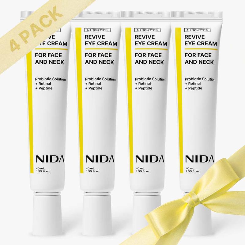 NIDA Revive Eye Cream For Face And Neck (40mL) / Probiotic Solution, Retinal, Peptide / Wrinkles, Fine Lines, Aging SkinContains Batteries or Cells?: None 
 
 Dangerous Goods or Hazardous Materials: None 
 
 Aerosols: No 
 
 Flammable Liquid: No 
 
 Ingredients: Water, Glycerin, Dipropylene Glycol, Caprylic/Capric Triglyceride, Propylene Glycol Dicaprylate/Dicaprate, Alcohol, 1,2-Hexanediol, Niacinamide, Pentaerythrityl Tetraethylhexanoate, Cetearyl Alcohol, Sorbitan Olive, Cetearyl Olivate, Arginine, Acrylates/C10-30 Alkyl Acrylate Crosspolymer, Glyceryl Stearate, Panthenol, Disodium EDTA, Adenosine, Butylene Glycol, Hydroxydecyl Ubiquinone, Allantoin, Magnolia Officinalis Bark Extract, Lactobacillus Ferment Lysate, Fragrance, Olea Europe (Olive) fruit Oil, Simmondsia Chinensis (Jojoba) seed Oil, Macadamia ternifolia seed Oil, Human Voice cell Conditioned Media, Tocopherol, Polysorbate 20, Retinol, Octyldodecanol, Hydrolyzed Collagen, Collagen Extract, Sodium  Hyaluronate, Hydrogenated Lecithin, BHT, BHA, Hydroxypropyltrimonium Hyaluronate, Ceramide NP,Ethylhexylglycerin,Caprylyl Glycol, Acetyl Hexapeptide-8, Collagen Amino Acids, Collagen, Zinc Hydrolyzed Collagen, Hydrolyzed Hyaluronic Acid, Copper Tripeptide-1,Sodium Acetylated Hyaluronate, Sodium I am Hydrolyzed Collagen, Soluble Collagen,Oligopeptide-32,Oligopeptide-29,Hyaluronic Acid, Palmitoyl Pentapeptide-4, Hydrolyzed Sodium Hyaluronate, Sodium Hyaluronate Crosspolymer, Potassium  Hyaluronate, Hexyl Cinnamal 
 
 Manufacturer: Proso IncML Clinic  for Wellness