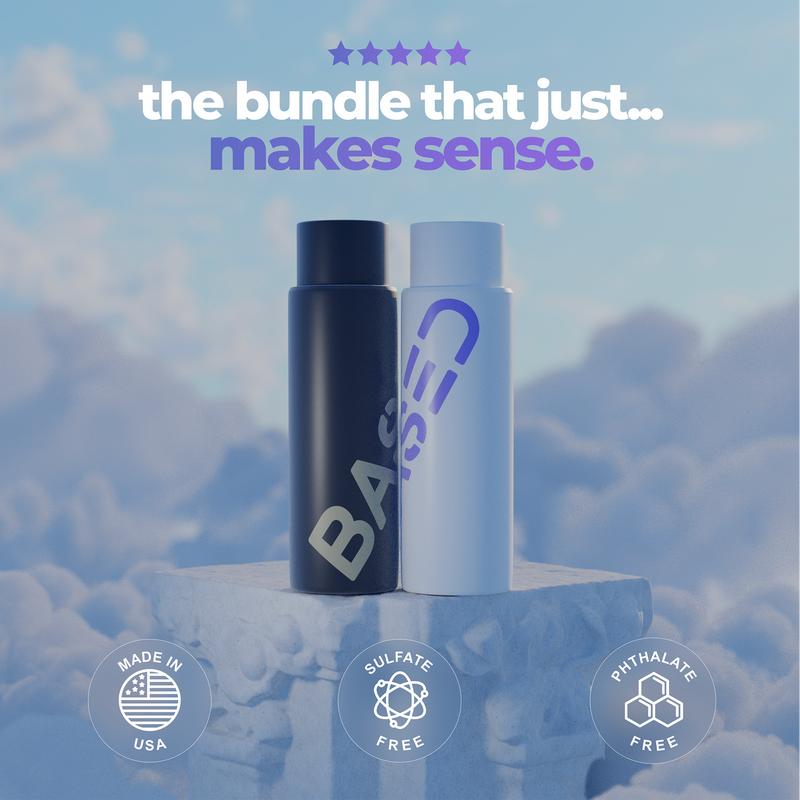 BASED Shower Duo| Shampoo + Conditioner| Deep Clean, Hydrates, Soothes Scalp, Boosts Volume| Fresh Peppermint| Natural Healthy Formula| 12oz EachContains Batteries or Cells?: None
Dangerous Goods or Hazardous Materials: None
Aerosols: No
Flammable Liquid: No
Benefits: Hydrating, Hair Moisturizing, Strengthening
Features: Sulfate-free, Phthalate-free, Paraben-free, Sustainable
Region of Origin: USA
Net Weight: 24oz
Manufacturer: Based Bodyworks
Ingredients: Both products contain Coconut Oil, Aloe Vera, Argan Oil, Peppermint Oil, Vitamin CML Clinic  for Wellness