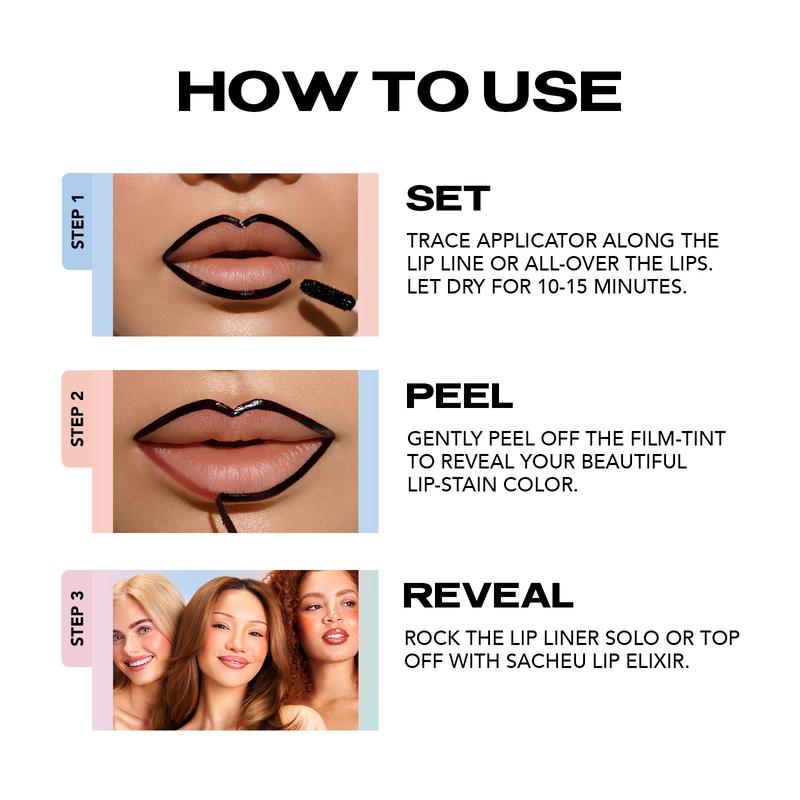 LIP LINER STAY-N - Peel-Off Lip Liner Stain - All Day & Night Lipliner with Hyaluronic Acid & Vitamin E - Long Lasting Formula - 0.12 fl oz / 3.5 mlBrand: SACHEU Beauty
Contains Batteries or Cells?: None
Dangerous Goods or Hazardous Materials: None
Aerosols: No
Flammable Liquid: No
Edition: Regular Edition
Net Weight: 100G
Shelf Life: 36
Region of Origin: China
Manufacturer: SACHEU Beauty
Ingredients: Water (Aqua), Polyvinyl Alcohol, Polyisobutene, Glycerin, Diisostearyl Malate, Tocopherol, Hyaluronic Acid, Phenoxyethanol, CI 16035, CI 45410, CI 19140, CI 42090ML Clinic  for Wellness