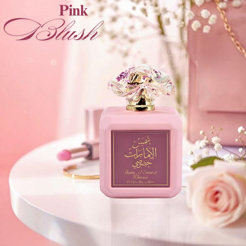 Pink Blush Shams Al Emarat Khususi Eau De Parfum Spray 100ML (3.4 OZ) by Ard Al Zaafaran| A Sweet, Elegant Fragrance for Every OccasionBrand: Ard Al Zaafaran Trading L.L.C 
 
 Region Of Origin: United Arab Emirates 
 
 Pack Type: Single Item 
 
 Scent: Sweet 
 
 Fragrance Concentration: Eau De Parfum 
 
 Feature: Long Lasting 
 
 Item Name: Pink Blush 
 
 Volume: 3 to 3.9 fl oz 
 
 Material Type Free: Long Lasting 
 
 Ingredient Feature: Long Lasting 
 
 Quantity Per Pack: 1 
 
 Age Group: Adults 
 
 Allergen Information: N/A 
 
 (Inactive) Ingredients: N/A 
 
 Shelf Life: 1825 Days 
 
 Manufacturer: Ard Al Zaafaran 
 
 Contains Alcohol or Aerosol: Contains Alcohol 
 
 Edition: Regular Edition 
 
 Product Form: Liquid 
 
 Dangerous Goods or Hazardous Materials: Yes 
 
 Aerosols: No 
 
 Flammable Liquid: No 
 
 Contains Batteries or Cells?: NoneML Clinic  for Wellness