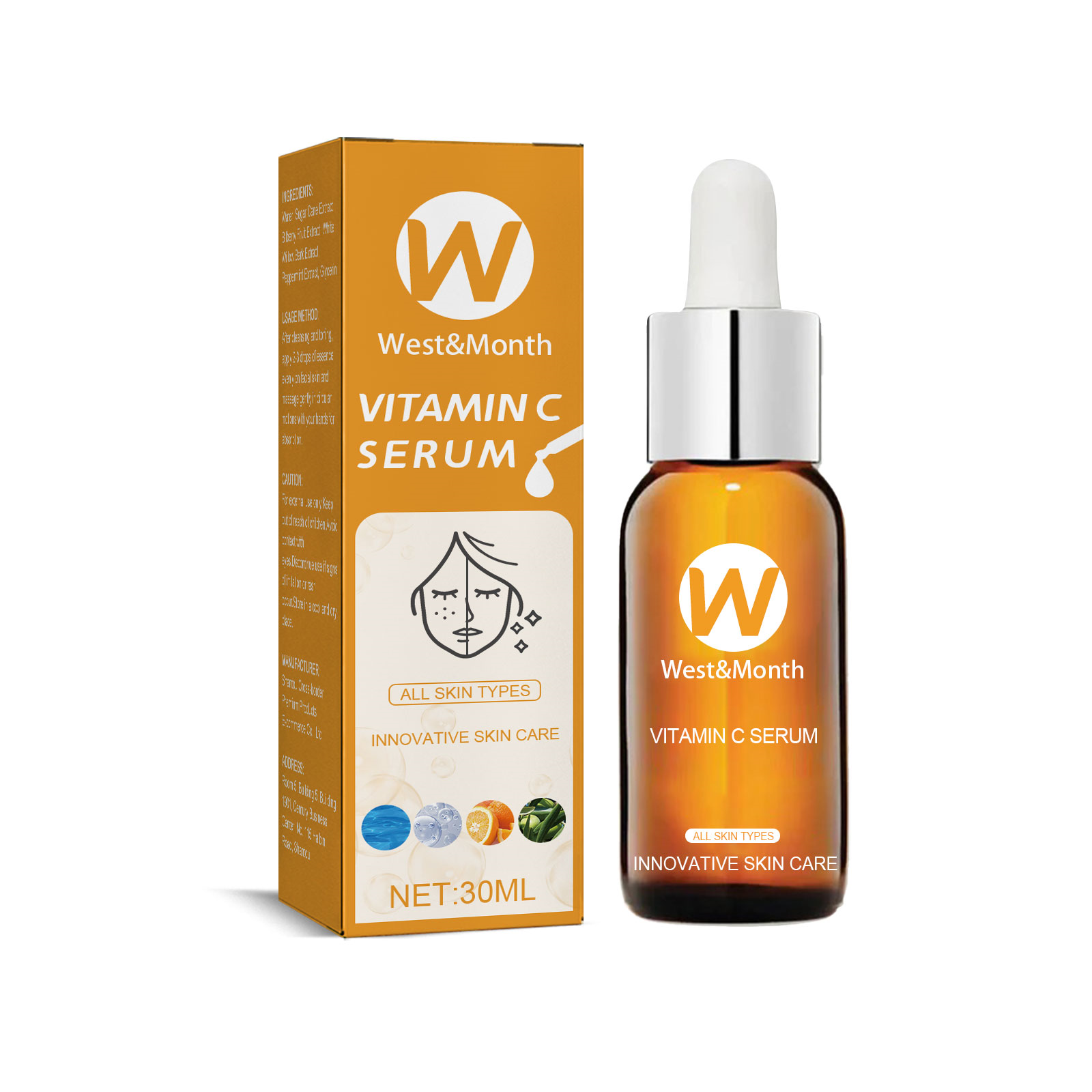 Facial Care Essence Fades Facial Acne Marks Oil Control Firming Skin EssenceFacial Care EssenceNet content: 30ml/box  
 Product Name: Facial Care Essence  
 Keywords: Facial Care  
 Gross weight: 50g  
 Ingredients: Sweet Orange Fruit Extract, Olive Leaf Extract  
 Packaging size: 10.5*3*3cm  
 Product size: 10.3*2.8cm  
 Box size: 56*36*21.5cm  
 Packing quantity: 352 pieces  
 Weight of one box: 18.35kg  
 Shelf life: 3 years  
 Storage method: Please store in a cool and shaded placeFacial Care EssenceML Clinic  for Wellness