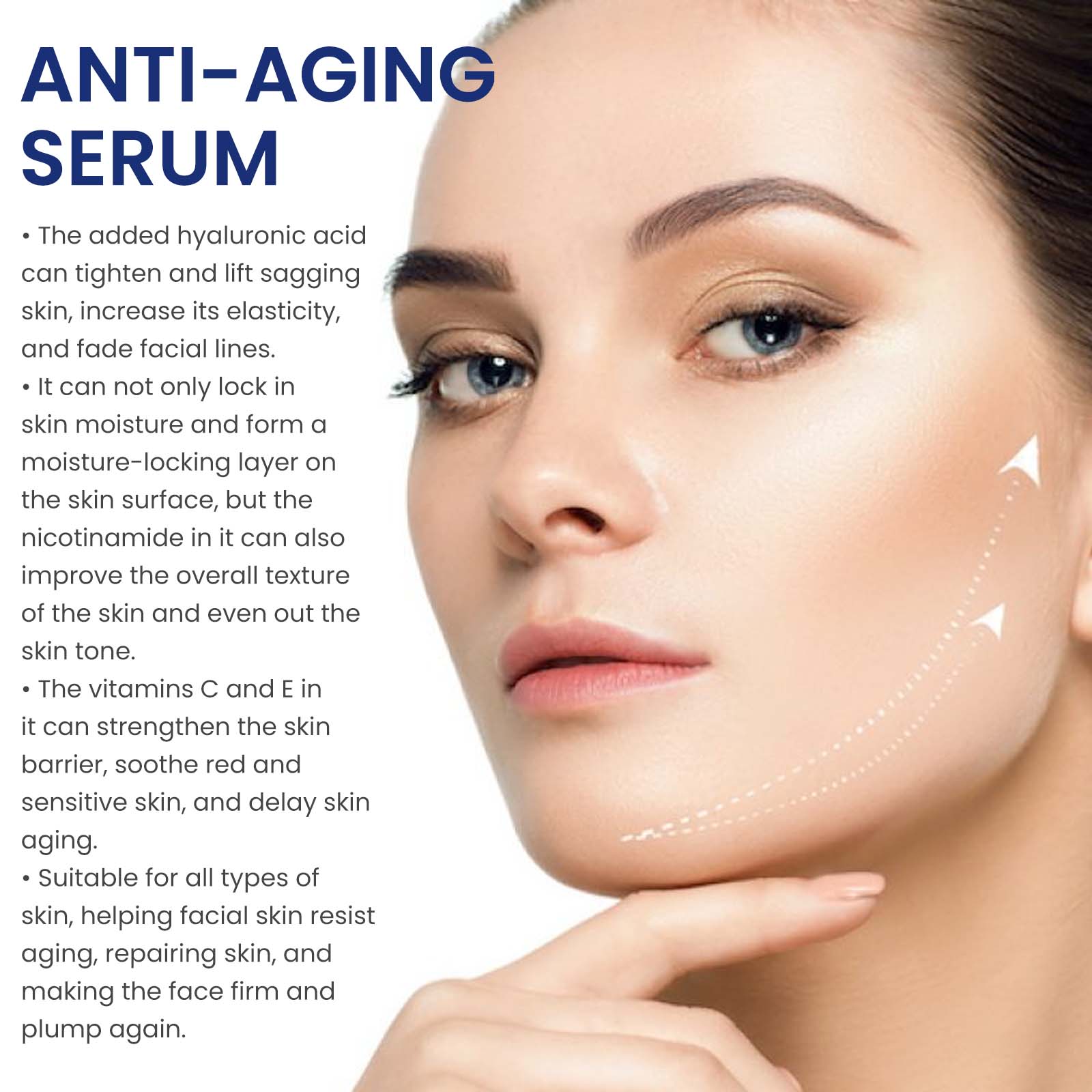 OUHOE Facial Essence Lightens Facial Fine Lines Nourishing Firming Gentle Hydrating Smooth Moisturizing Skin SerumSkin SerumNet content: 30ml/box  
 Product Name: Facial Essence  
 Keywords: Reduce Facial Fine Lines  
 Gross weight: 48g  
 Ingredients: Glycerin, Panthenol  
 Packaging size: 10.5*3*3cm  
 Product size: 10.3*2.8cm  
 Box size: 56*36*21.5cm  
 Packing quantity: 352 pieces  
 Weight per box: 17.64kg  
 Shelf life: 3 years  
 Storage method: Please store in a cool and shaded placeSkin SerumML Clinic  for Wellness