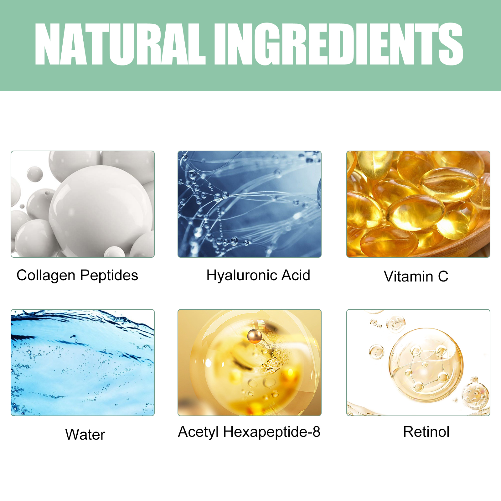 Hoygi Anti-Aging Essence Brightening Moisturizing Firming Anti-Aging EssenceAnti-Aging EssenceNet content: 30ml/box  
 Product name: Anti-aging Essence  
 Keywords: Reduce Fine Lines  
 Gross weight: 46g  
 Ingredients: Hyaluronic Acid, Acetyl Hexapeptide-8, Collagen Peptide  
 Packaging size: 10.5*3*3cm  
 Product size: 10.3*2.8cm  
 Box size: 56*36*21.5cm  
 Packing quantity: 352 pieces  
 Weight per box: 16.94kgAnti-Aging EssenceML Clinic  for Wellness