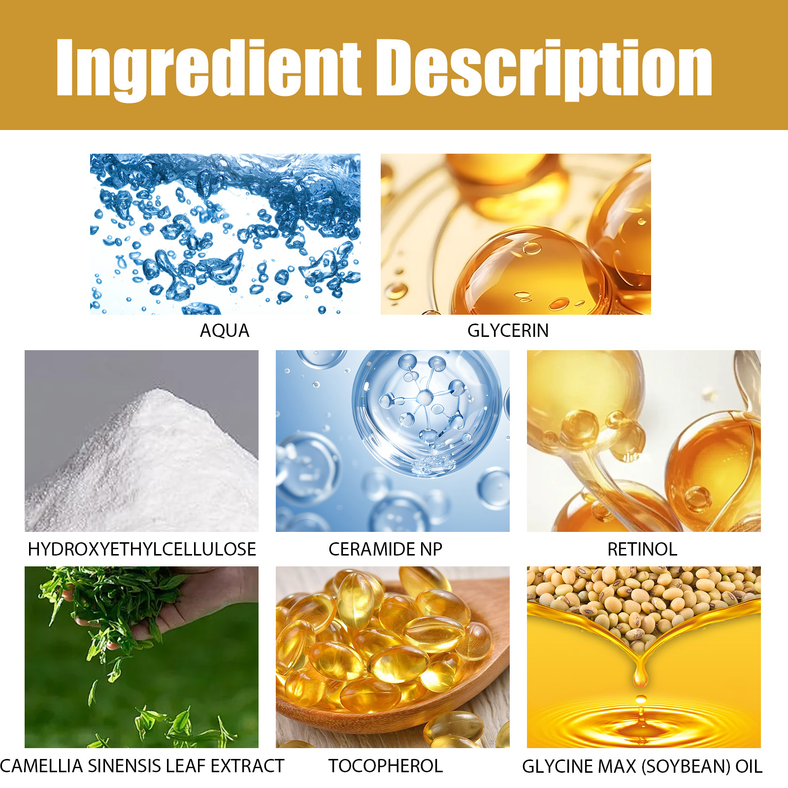 EELHOE Firming Skin Serum Hydrating Firming Skin Reducing Facial Fine Lines Softening Moisturizing SerumMoisturizing SerumNet content: 0.5g*30pcs  
 Product Name: Firming Skin Essence  
 Keywords: Anti-wrinkle, Firming Skin  
 Gross weight: 72g  
 Ingredients: Glycerin, Hydroxyethylcellulose  
 Packaging size: 7.6*4.6*4.6cm  
 Product size: 7.4*4.5cm  
 Box size: 56*36*21.5cm  
 Packing quantity: 260 pieces  
 Weight of one box: 19.47kg  
 Shelf life: 3 years  
 Storage method: Please store in a cool and shaded placeMoisturizing SerumML Clinic  for Wellness