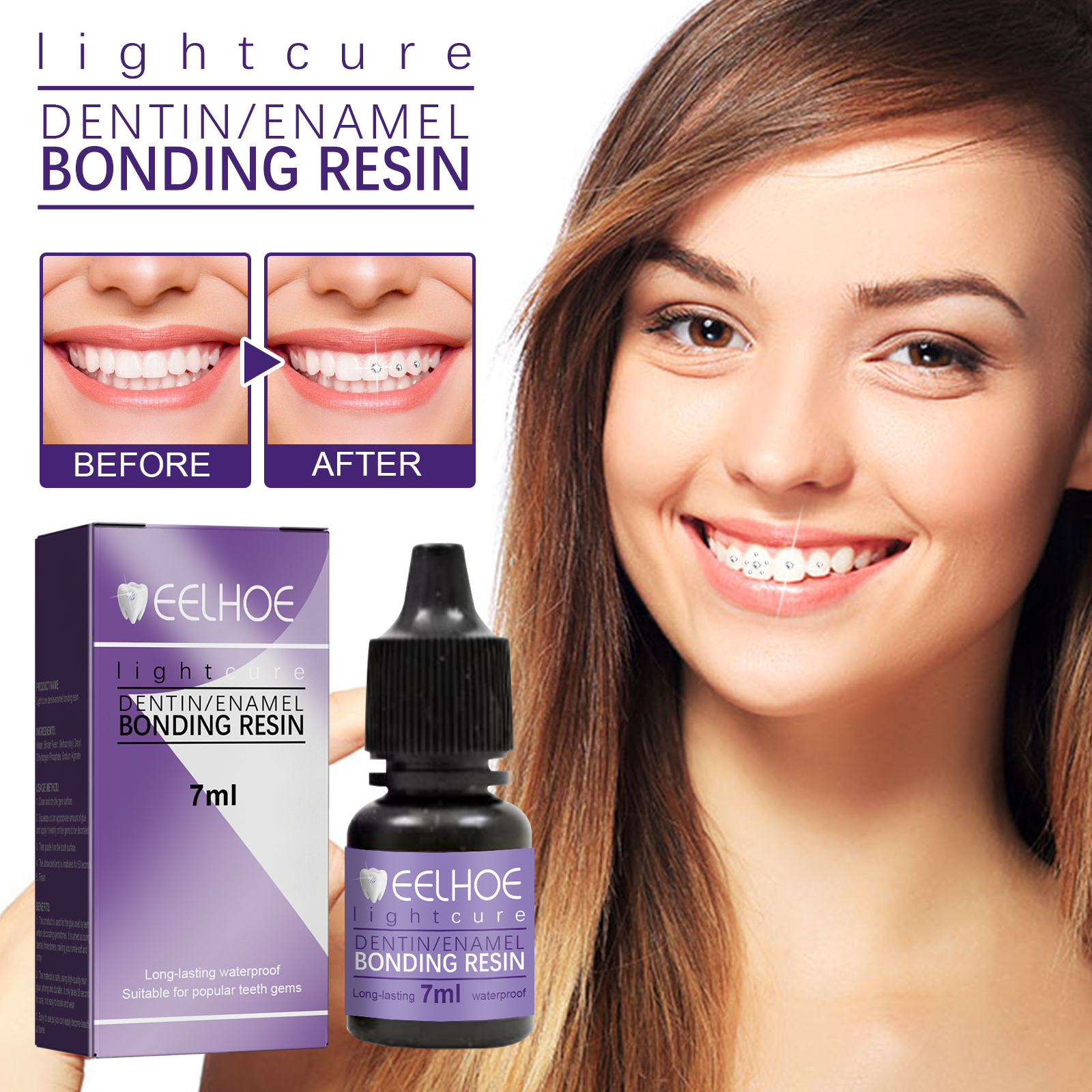 EELHOE Teeth Gem Decoration Glue DIY Fashion Jewelry Adhesive Teeth Gem Light Curing GlueTeeth Gem Light Curing GlueTeeth Gem Light Curing GlueML Clinic  for Wellness