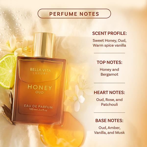 Bella Vita Luxury's Honey Oud| Eau de Parfum 100ml (3.4 fl oz)| Patchouli, Vanilla, Bergamot| Floral & Spicy| Made with Clean & Vegan Essential Oils|  cruelty-free fragrance perfumeperfumeFlammable Liquid Volume In Ml: 80
Contains Batteries Or Cells?: None
Dangerous Goods or Hazardous Materials: No
Aerosols: No
Flammable Liquid: Yes
Region Of Origin: United States
Scent: Honey, Spicy
Pack Type: Single Item
Contains Alcohol Or Aerosol: Contains Alcohol
Product Form: LiquidperfumeML Clinic  for Wellness