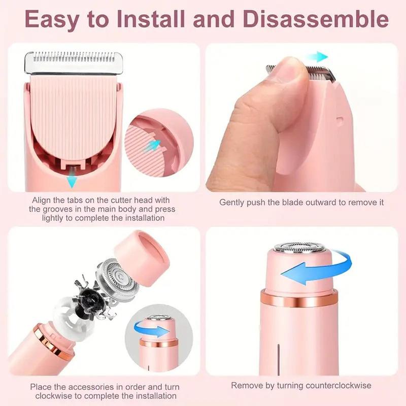 Bikini Trimmer for Women, Electric Shaver and Razor Rechargeable 2-in-1 Body and Facial Epilator, Dual Heads for Painless Trimming of Pubic Hair, Face, Underarms and Legs, Summer Giftikini Trimmer for Womenikini Trimmer for WomenML Clinic  for Wellness