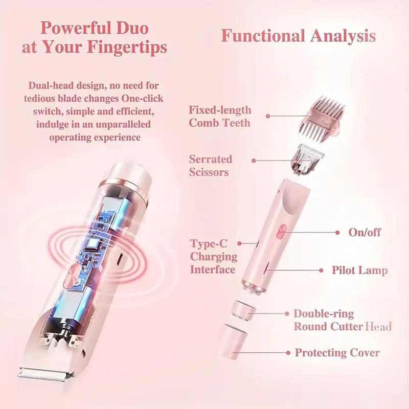 Bikini Trimmer for Women, Electric Shaver and Razor Rechargeable 2-in-1 Body and Facial Epilator, Dual Heads for Painless Trimming of Pubic Hair, Face, Underarms and Legs, Summer Giftikini Trimmer for Womenikini Trimmer for Womenikini Trimmer for WomenML Clinic  for Wellness