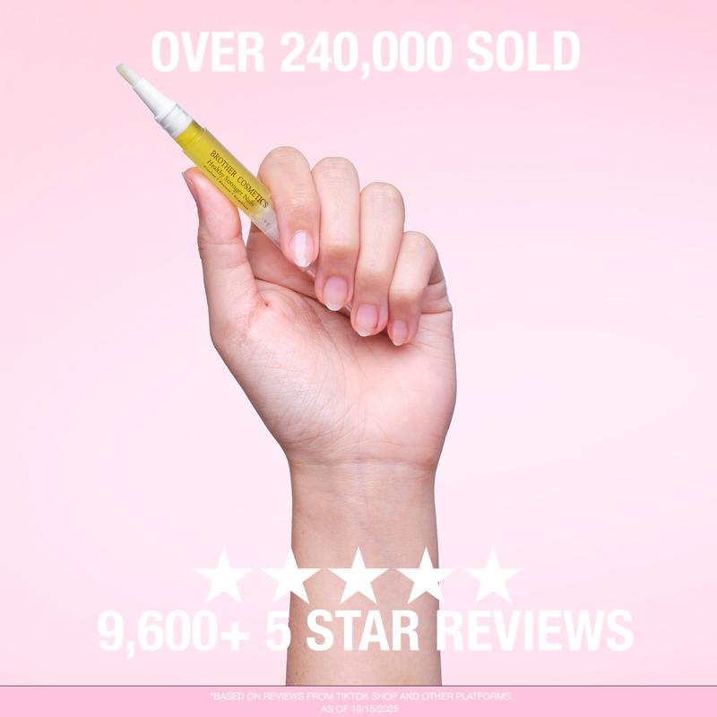 Brother Cosmetics Nail Growth Oil For Strength and MoistureNail Growth OilBrand: BROTHER  
 Contains Batteries Or Cells?: None  
 Dangerous Goods or Hazardous Materials: No  
 Flammable Liquid: No  
 Aerosols: No  
 Manufacturer: Brother Cosmetics  
 Ingredients: Lavender Angustifolia (lavender) Extract, Avocado oil (persea) great), Grape seed oil (Vitis) vinifera), Rose hip oil (pink Canina), Sweet almond oil (Prunus amygdalus dulcis), Argan oil (Argania) spinosaurus Kernel), Jojoba oil (Simmondisia chinensis seed oil), Castor oil (Ricinus Communis seed oil), Vitamin E (tocopherol), Fragrance oil Blend  
 Region of Origin: USANail Growth OilML Clinic  for Wellness