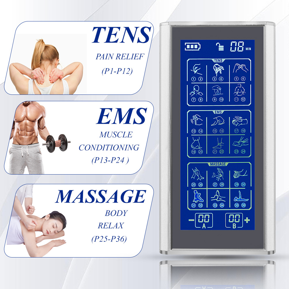Large Screen 36 Modes/48 Modes TENS Meridian Therapy Device Bestselling EMS Electrical StimulatorMeridian Therapy DeviceMaterial: Aluminum Alloy
Whether to import: No
Massage area: Arm
Massage principle: vibration
Applicable occasions: Other
Specifications: 14.8*8*7CM
Weight: 343g
Item number: MH-1083D
Place of Origin: Shenzhen
Box quantity: 36 sets/box
Logo printing: Yes
Custom Processing: Yes
Is it a patented source: No
Color: 48-mode TENS9000 color box packaging
Size: USB
Main downstream platforms:
Main sales region: Middle East
Is there a licensable private label: Yes
Whether it is exclusively for cross-border export: Yes
Style: Modern Chinese
Gift Purpose: Personal Gift
Is it a gift: Yes, business gift
Power supply method: USB charging
Charging/Endurance Time: Can be used continuously for 12 hours, standby for 60 days
Massage contacts: 4-8
Whether with USB: Yes
Product Category: Massager/MassagerMeridian Therapy DeviceML Clinic  for Wellness