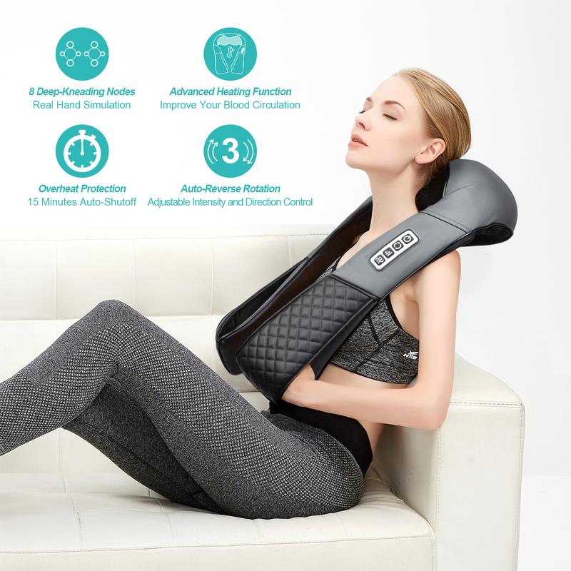 Medcursor Neck & Shoulder Massager with Heat Shiatsu Gray Back Massage Portable Deep Tissue 3D Kneading Pillow for Muscle Relaxation GiftMedcursor NeckMedcursor NeckML Clinic  for Wellness