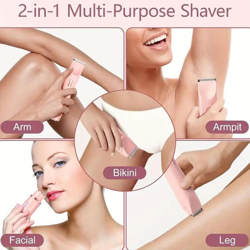Bikini Trimmer for Women, Electric Shaver and Razor Rechargeable 2-in-1 Body and Facial Epilator, Dual Heads for Painless Trimming of Pubic Hair, Face, Underarms and Legs, Summer Giftikini Trimmer for Womenikini Trimmer for Womenikini Trimmer for WomenML Clinic  for Wellness