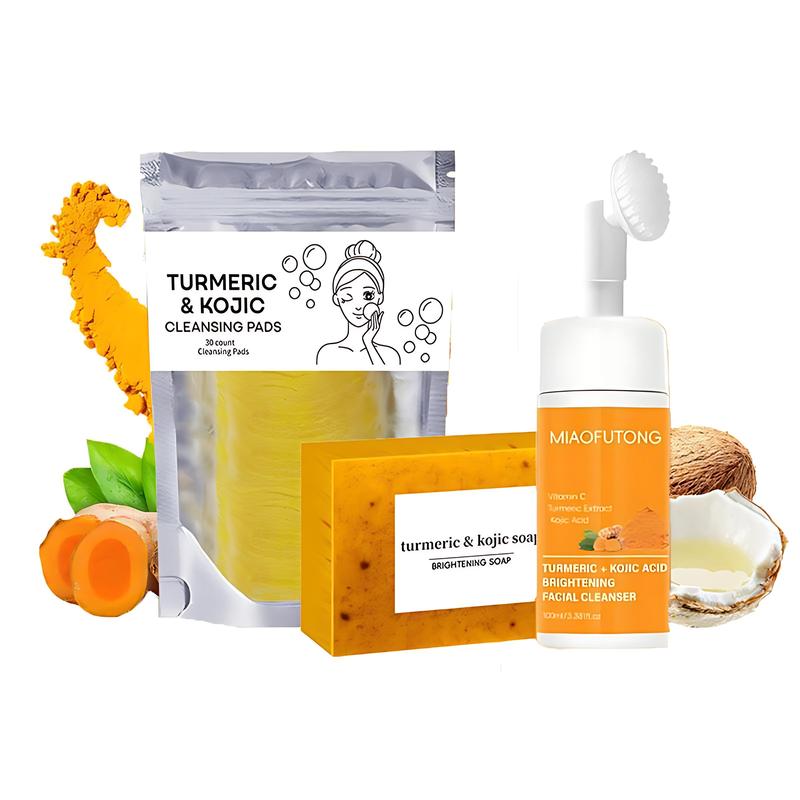 Turmeric Wash and Care Three Piece Set Turmeric Tablets, Turmeric Cleansing Mousse, Turmeric Soap Facial Cleansing Skincare Facial Cleansing CleanserFacial Cleansing CleanserBrand: BISUTANGFacial Cleansing CleanserML Clinic  for Wellness
