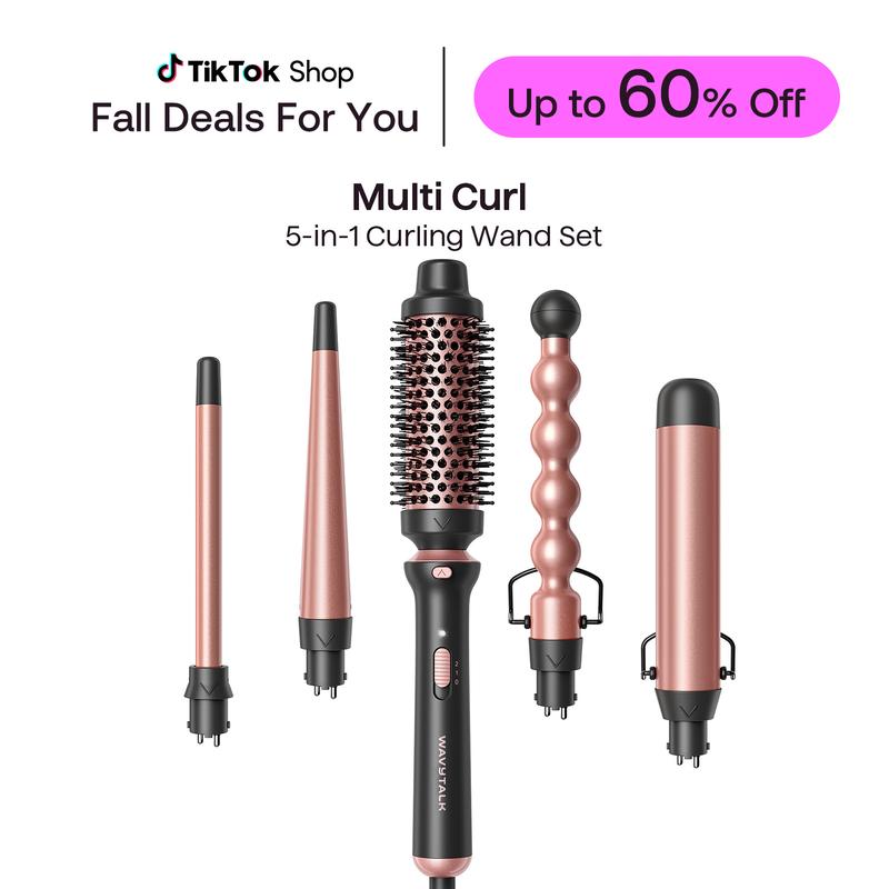5-in-1 Ceramic Curling Wand Set, Fast Heat Up Curling Wand from 1/2 to 1 1/4 Inch and a Thermal Brush, Dual Voltage Curling Iron5-in-1 Ceramic Curling Wand Set5-in-1 Ceramic Curling Wand SetML Clinic  for Wellness