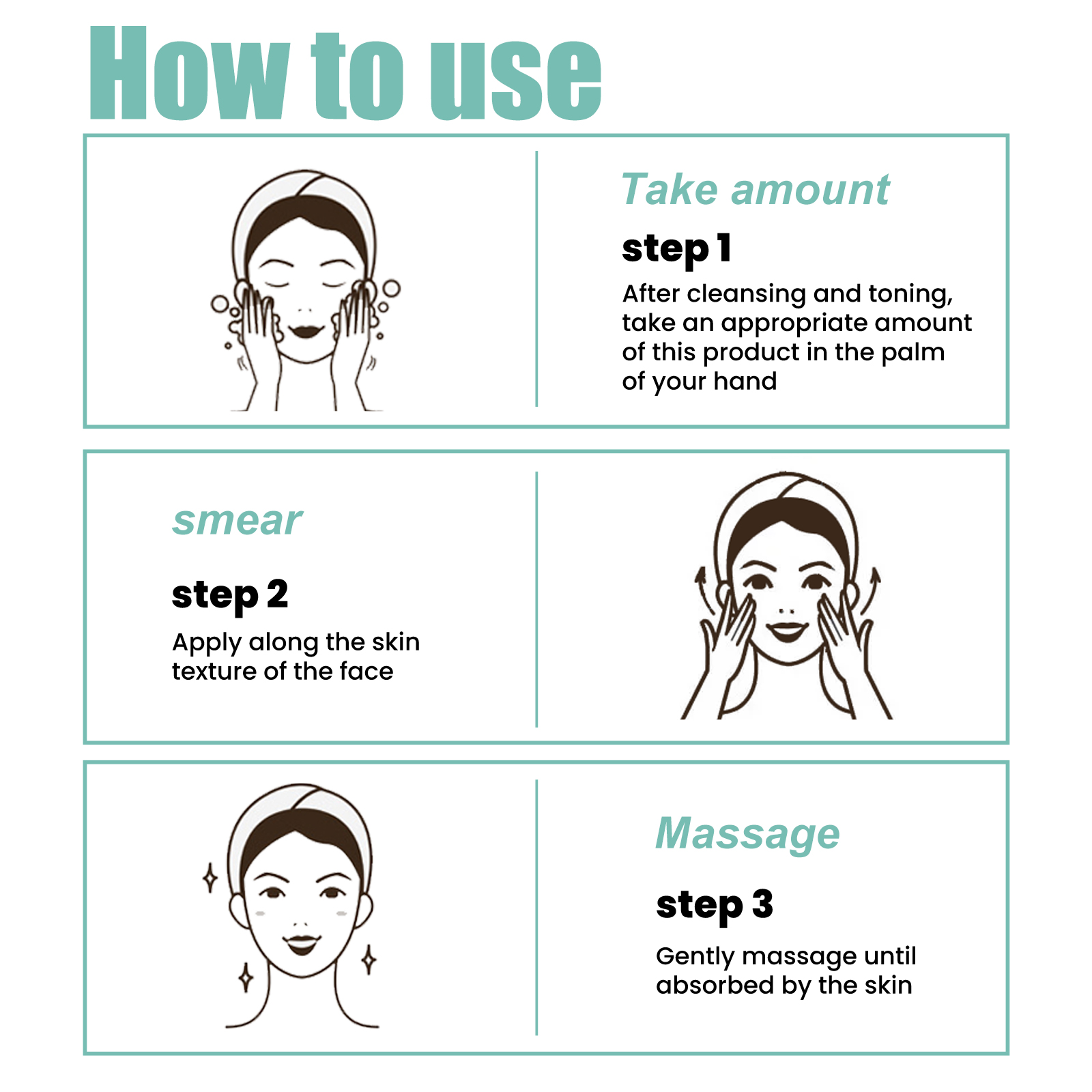 OUHOE Facial Essence Gentle Moisturizing and Softening Facial Skin Daily Skin Care EssenceFacial EssenceNet content: 30ml  
 Product Name: Facial Serum  
 Keywords: Strengthen the skin's moisture barrier, improve skin plumpness and pore appearance, helps alleviate signs of aging  
 Gross weight: 43g  
 Ingredients: Palmitoyl Tetrapeptide-7, Common Bamboo Leaf/Stem Extract, Pea Extract  
 Packaging size: 10.5*3*3cm  
 Product size: 10.3*2.8cm  
 Box size: 56*36*21.5cm  
 Packing quantity: 320 pieces  
 Weight of one box: 14.51kg  
 Shelf life: 3 years  
 Storage method: Please store in a cool and shaded placeFacial EssenceML Clinic  for Wellness