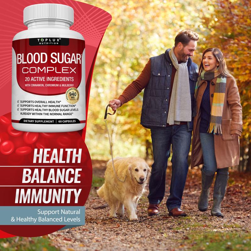 Blood Sugar Complex 20 Vitamins & Minerals Support Overall HealthBlood Sugar ComplexIngredient Feature: GMO Free, Vegan  
 Dangerous Goods or Hazardous Materials: No  
 Dietary Supplement Disclaimer: Yes  
 Health Benefits: Heart Health, Metabolism  
 Product Form: Capsules  
 Manufacturer: Toplux  
 Age Warning: Yes  
 Ingredients: Cinnamon  
 Region Of Origin: United StatesBlood Sugar ComplexML Clinic  for Wellness