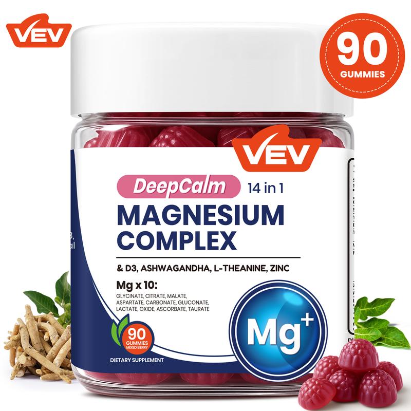 14-in-1 Magnesium Gummies with Ashwagandha, L-Theanine, Vitamin D3 & Zinc, Edible Healthcare Dietary14-in-1 Magnesium Gummies14-in-1 Magnesium GummiesML Clinic  for Wellness