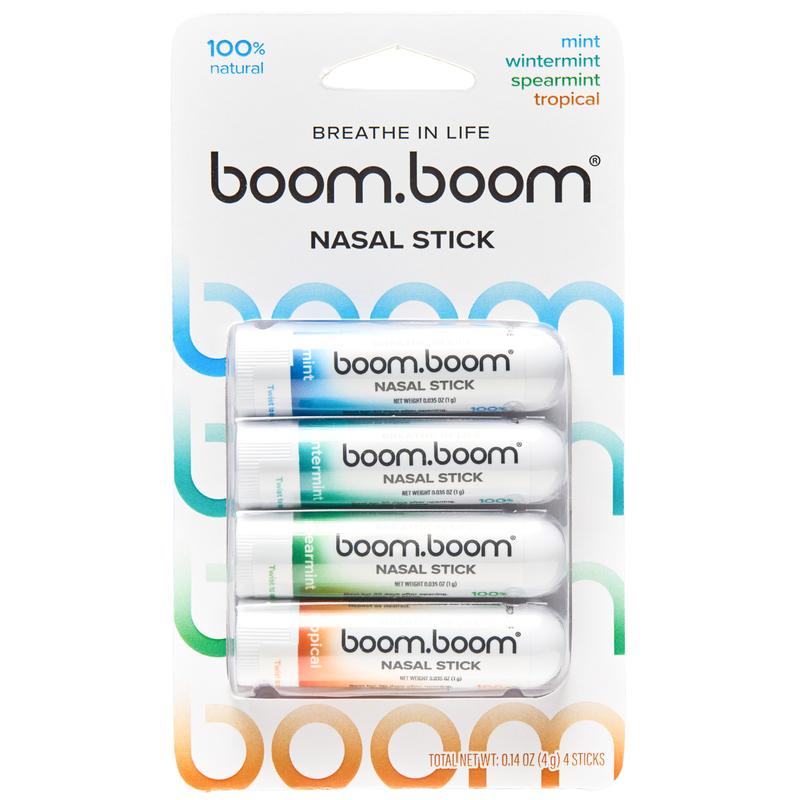 Boom Nasal Stick: Free Your Nose| Featured on Shark Tank| Powerful Essential Oils with Vapor Flow Technology| Breathe In LifeNasal StickBrand: BoomBoom Naturals
Flammable Liquid Volume In Ml: 0.51
Contains Batteries Or Cells?: None
Dangerous Goods or Hazardous Materials: No
Aerosols: No
Flammable Liquid: Yes
Region of Origin: USA
Net Weight: 20G
Age Group: Adults and children 12 and above
Shelf Life: 24 Months
Quantity Per Pack: 3 to 4 sticks per pack
Medical or Non-Medical Use: Non-Medical
Product Form: Vapor
Allergen Information: Do not use if allergic to any of its ingredients
Cautions/Warnings: Do not eat or use orally
Contains Alcohol Or Aerosol: Contains Neither
Pack Type: Multi-Pack
ingsredients: Menthol, Eucalyptus Oil, Peppermint Oil, Spearmint Oil, Lavender Oil, Lemon Peel Oil, Orange Peel Oil, Wintergreen Oil
Manufacturer: BoomBoom Naturals IncNasal StickML Clinic  for Wellness